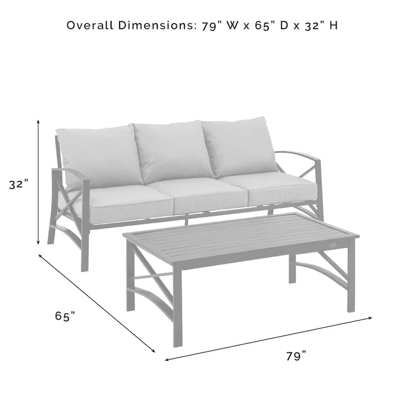 Crosley Kaplan 2Pc Outdoor Sofa Set - 79 W x 65 D x 32 H
