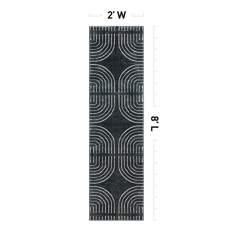 World Rug Gallery Bohemian Lines Washable Non Slip Area Rugs