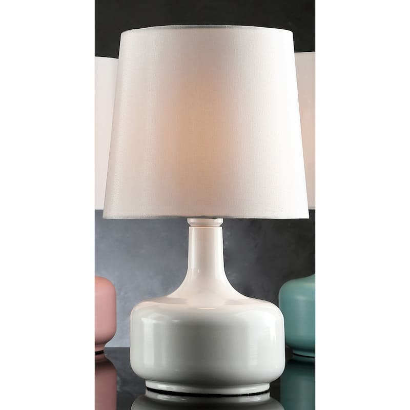Metal Touch Table Lamp with White Linen Empire Shade - 10” x 10” x 17.25” (D x W x H)