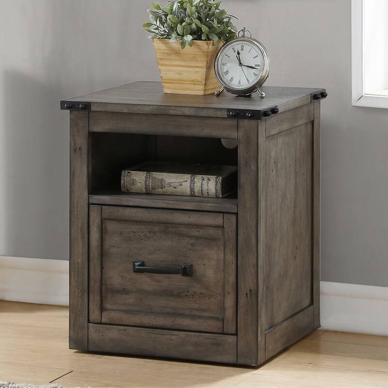 Bridgevine Home Storehouse One Drawer File, Smoked Grey Finish