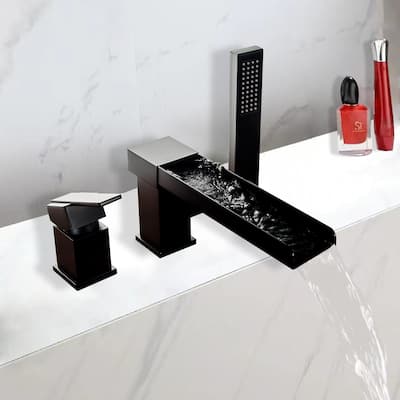 Modland Deck Mount Bathtub Faucet with High-pressure Handheld Showerhead & Tub Spout