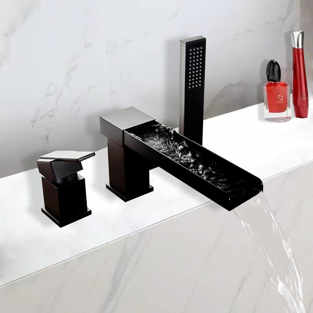 Modland Deck Mount Bathtub Faucet with High-pressure Handheld Showerhead & Tub Spout