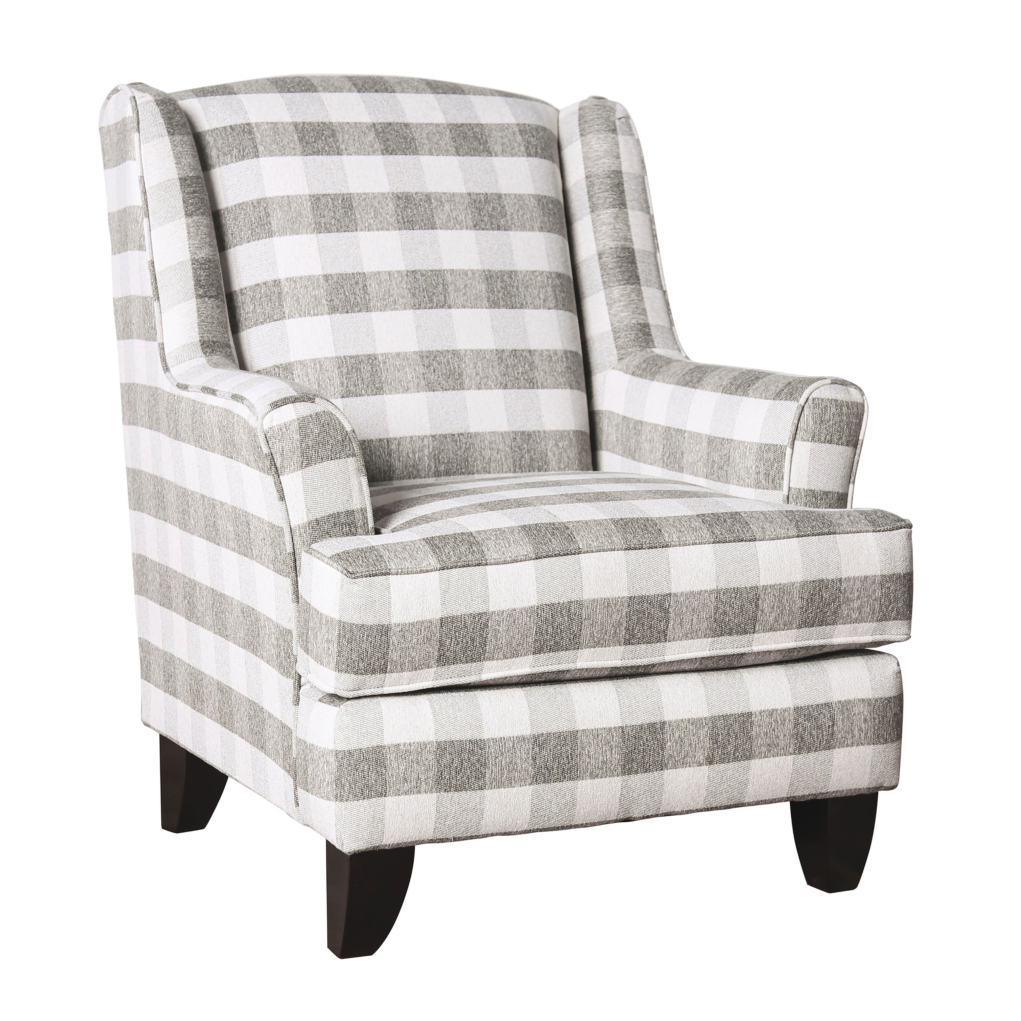 Zito Transitional Grey Fabric Padded Plaid Print Accent Chair by Furniture of America