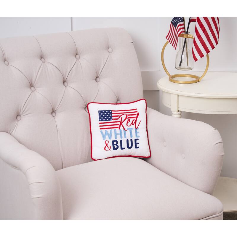 10" x 10" Patriotic "Red White & Blue" USA Flag Small/Petite Accent Pillow