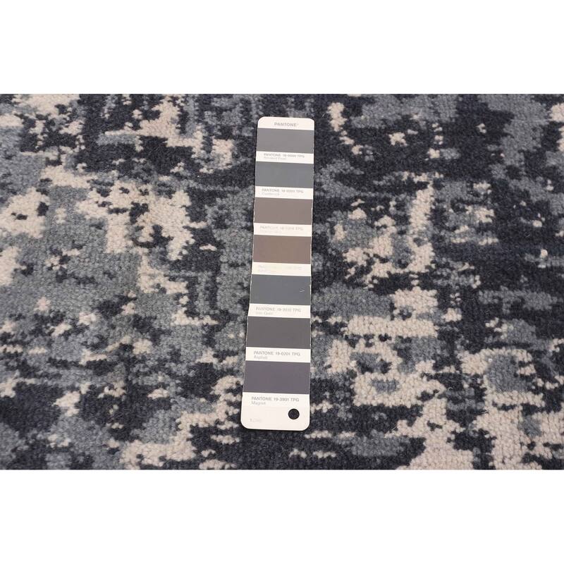 ECARPETGALLERY Hand Loomed Elysian Dark Grey Wool Rug - 5'0 x 7'11