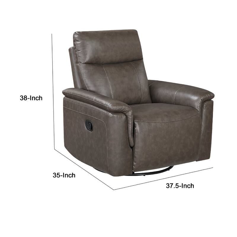Jen Manual Swivel Glider Reclining Chair, Dark Brown Top Grain Leather