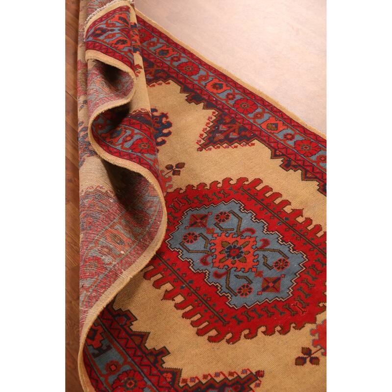 Hand Knotted Oriental 100% Wool Carpet Traditional Geometric Beige & Ivories Sarab Runner Rug - 9' 9'' X 3' 4''