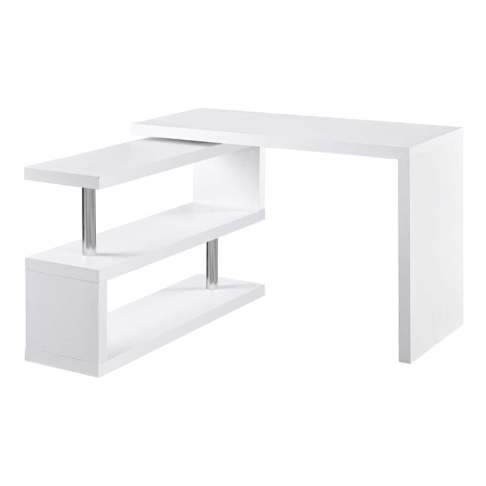 White Honeycomb Board and Stainless-Steel L-Shaped Computer Desk 360 Rotating