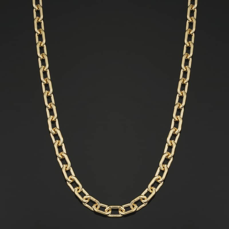 Solid 14k Yellow Gold Filled 6.1 mm Parallel Cable Link Chain Necklace for Men and Women