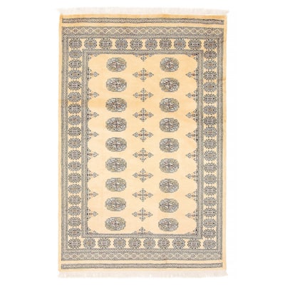 ECARPETGALLERY Hand-knotted Finest Peshawar Bokhara Beige Wool Rug - 4'0 x 6'1