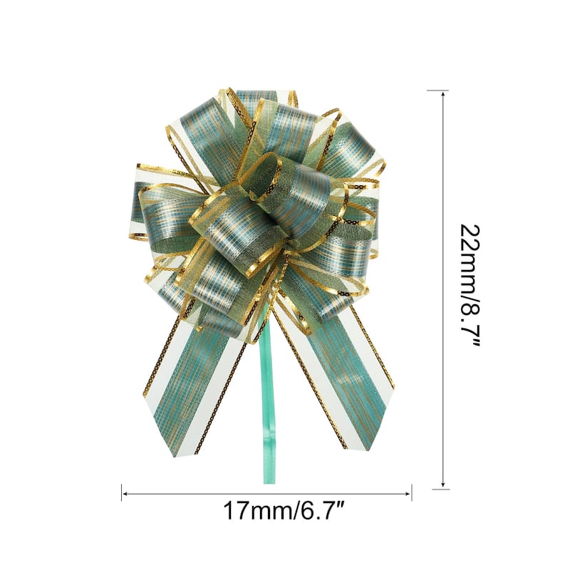10pcs 7 Inch Large Pull Bow Gift Wrapping Bows Ribbon Organza - Green - 7 Inch