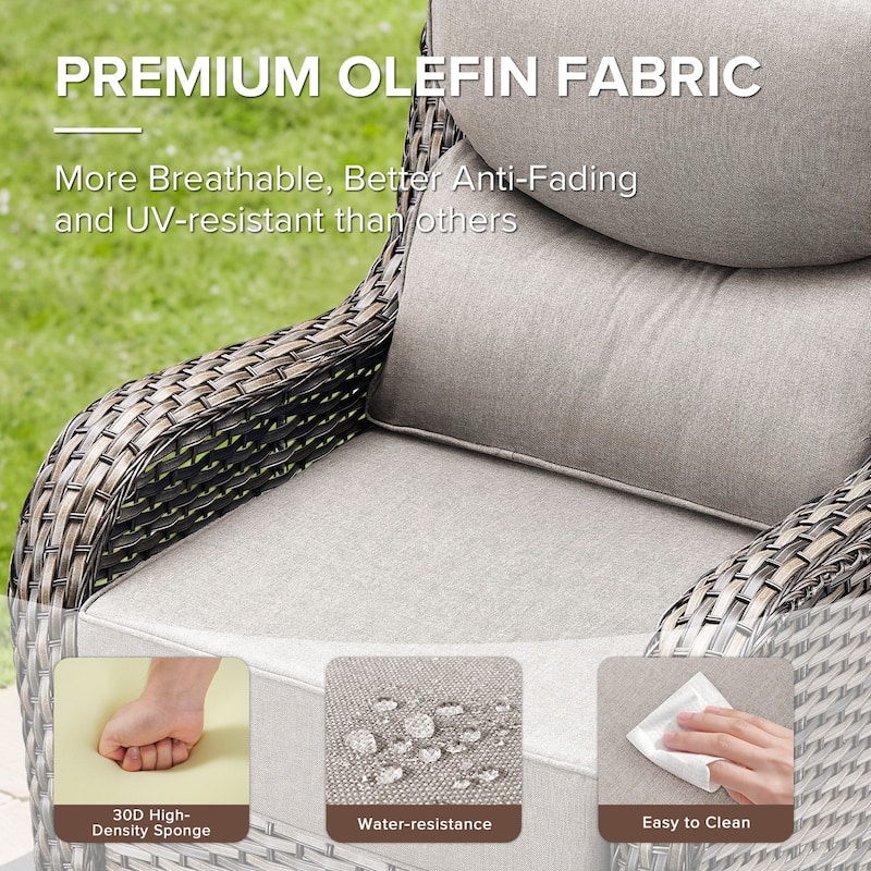 Gymojoy 3-Piece Patio Swivel Glider Chair Set with Side Table, 6-Inch Ultra-Plush Cushions & Water-Resistant Olefin Fabric