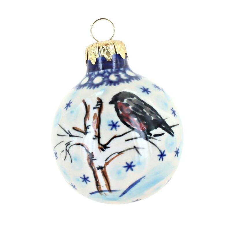 Blue Rose Polish Pottery Vena Small Christmas Ball