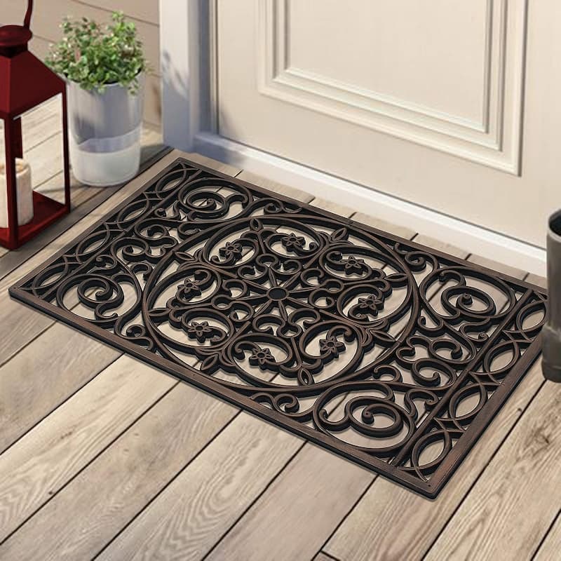 A1HC First Impression, Natural Rubber Doormat, Non-Slip, Durable, Heavy Duty Rubber Mat, 18"X30"
