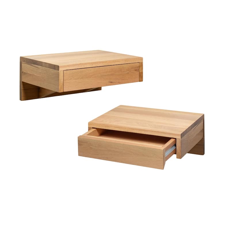 Set of 2 Floating Nightstands with Drawers, Wall Hanging