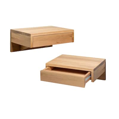 Set of 2 Floating Nightstands with Drawers, Wall Hanging