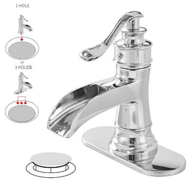 WIZ Waterfall Single Hole Single-Handle Low-Arc Bathroom Faucet
