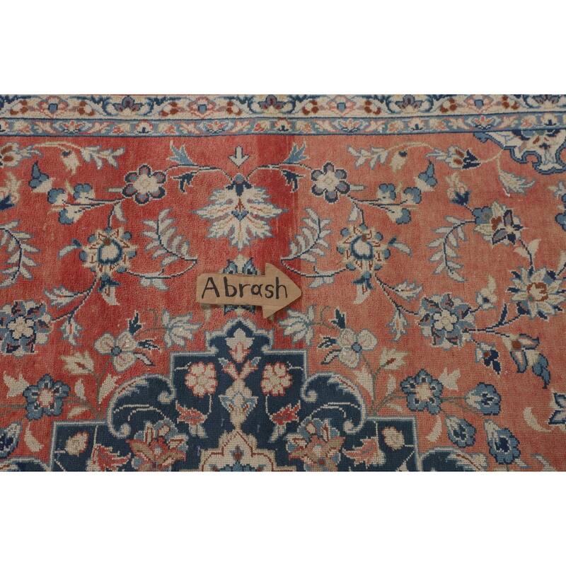 Distressed Kashan Persian Antique Area Rug Handmade Wool Carpet - 7'2"x 10'0"
