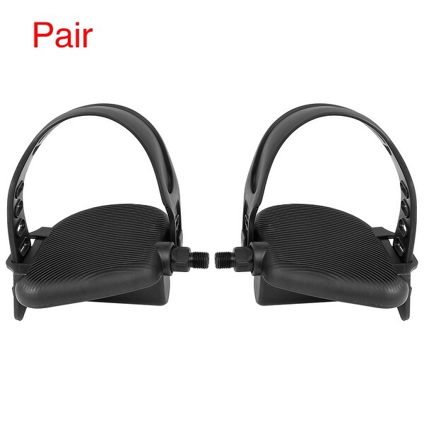 Pair Road Mountain Bike Pedals 1/2'' Spindle Platform w Strap Belt Foot Strap - Black. Opens flyout.
