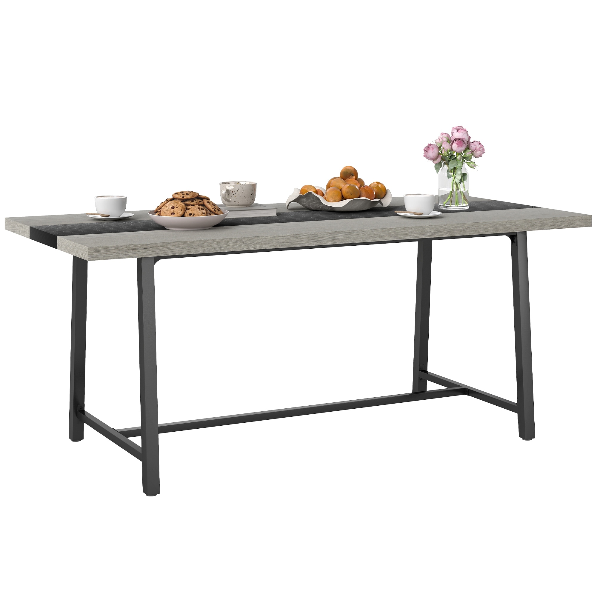 HOMCOM Industrial Dining Table for 8 People, 70.9" Long Rectangular Kitchen Table for Dining Room