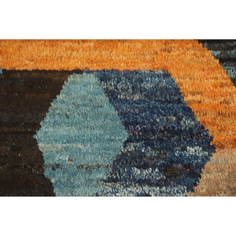 Abstract Geometric Moroccan Oriental Area Rug Hand-Knotted Wool Carpet - 5'5" x 7'9"