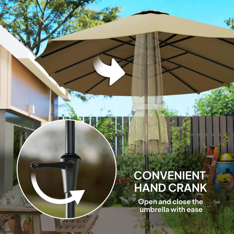 Double-Sided Large Patio Umbrella with Crank Handle Outdoor Canopy for Backyard Garden or Patio