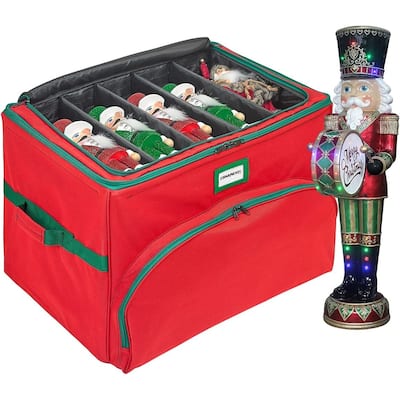 Deluxe Christmas Ornament Storage Box - Holds Up to 72 Ornaments 4” x 4”