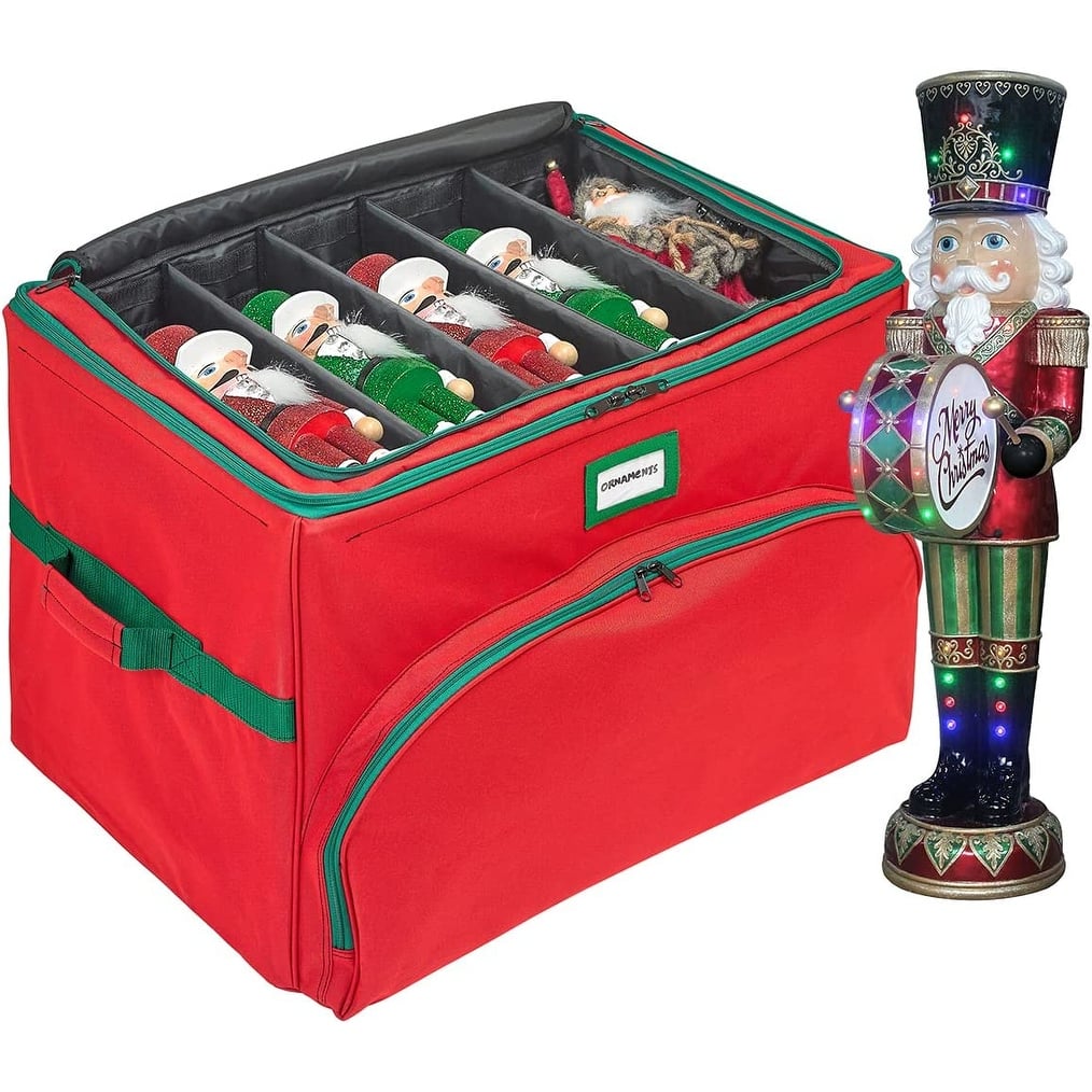 Deluxe Christmas Ornament Storage Box - Holds Up to 72 Ornaments 4” x 4”