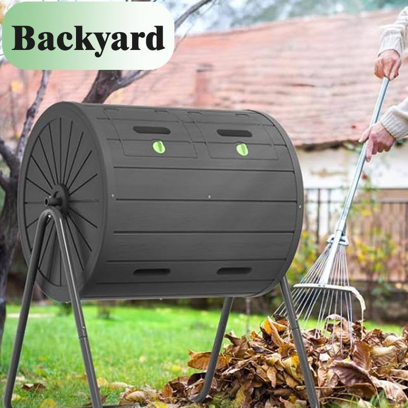 Momei 142L/37.5 Gal Single-Chamber Rolling Compost Tumbler - UV-Resistant Outdoor Garden Composter,Keeps Compost Dry