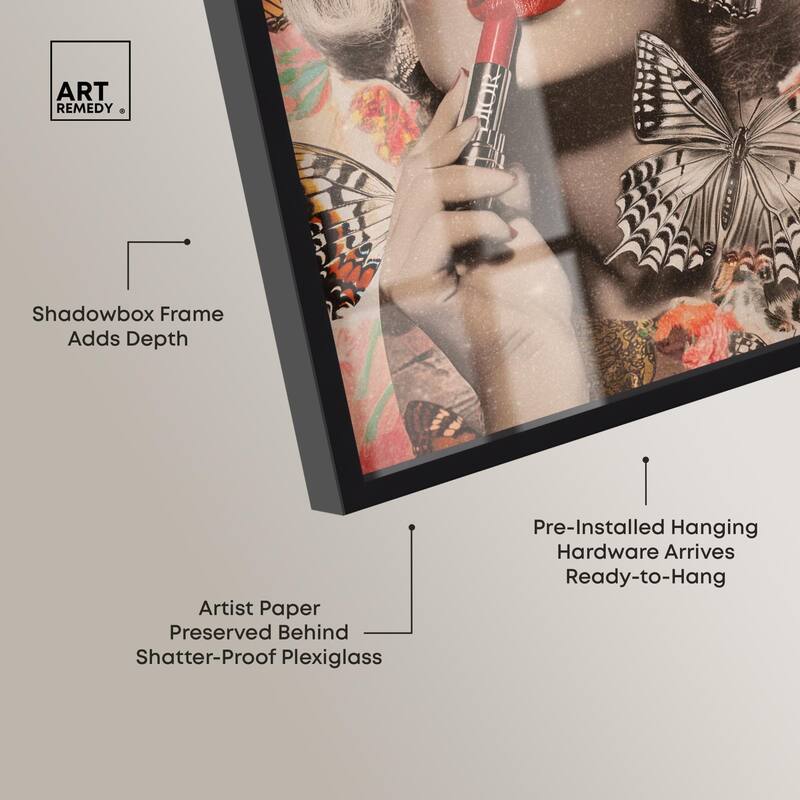 Iconic Lady Butterfly Collage Shadowbox by Art Remedy