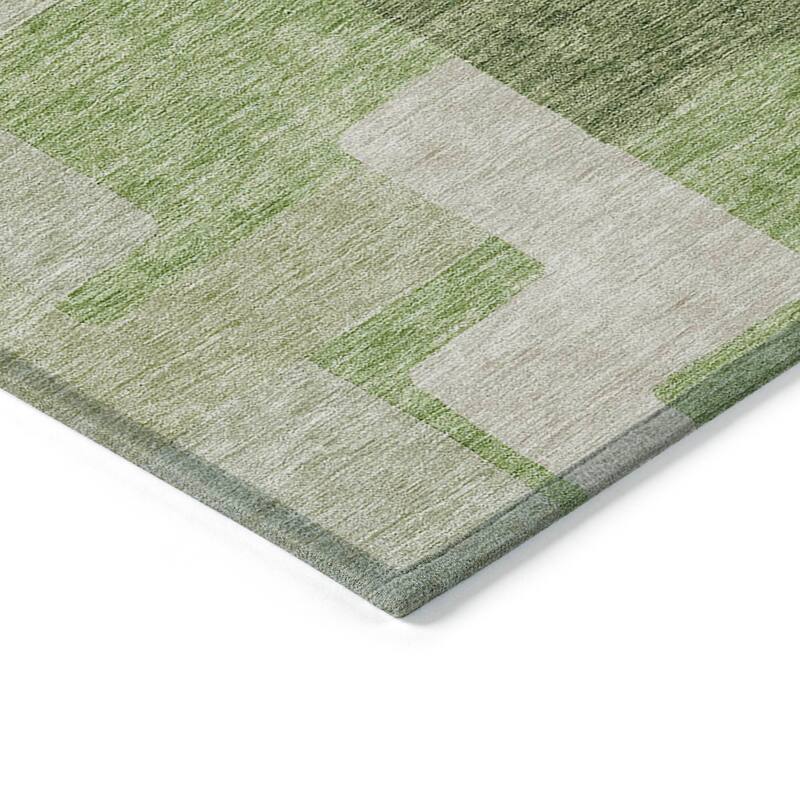 Machine Washable Indoor/ Outdoor Contempoary Blocks Chantille Rug