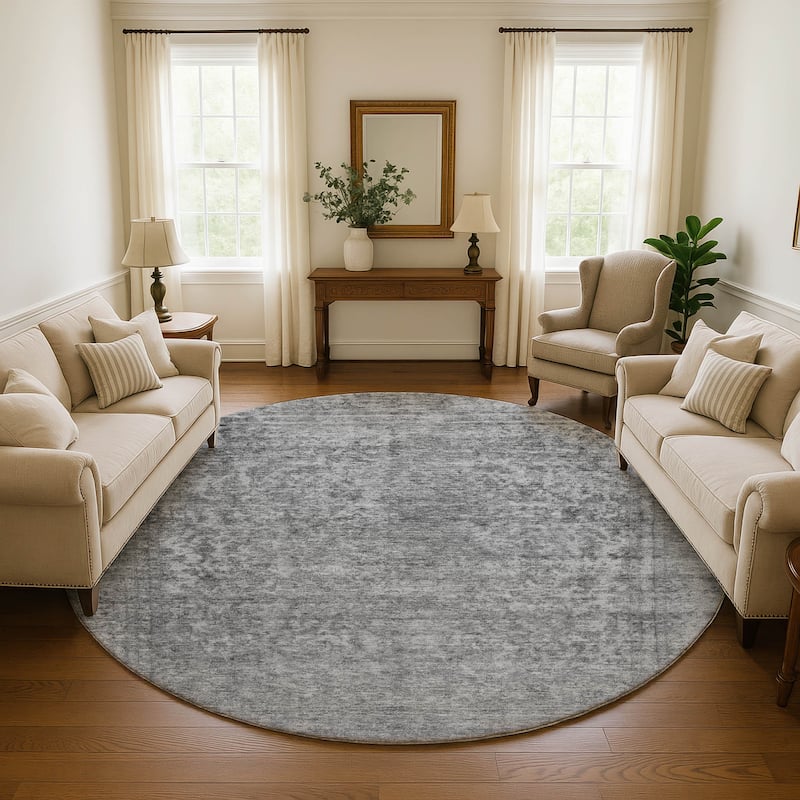 Premium Washable Super Soft Vintage Traditional Mayfield Rug - Gray - 8' x 8'
