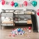 preview thumbnail 1 of 9, Twin Size L-Shaped 4 Beds In 1 Bunk Bed With Slide And Ladder for Home Black