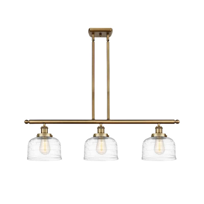 Innovations Lighting 916-3I-11-36 Bell Linear Bell 3 Light 36" Wide - Brushed Brass / Clear Deco Swirl