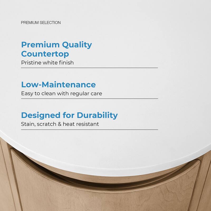 OVE Dain 48 in. Sahara Birch Bathroom Vanity with White Engineered Stone Top - 48"