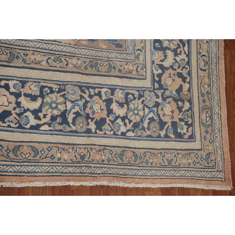 Vegetable Dye Mashad Persian Vintage Area Rug Hand-knotted Wool Carpet - 9'7" x 12'6"