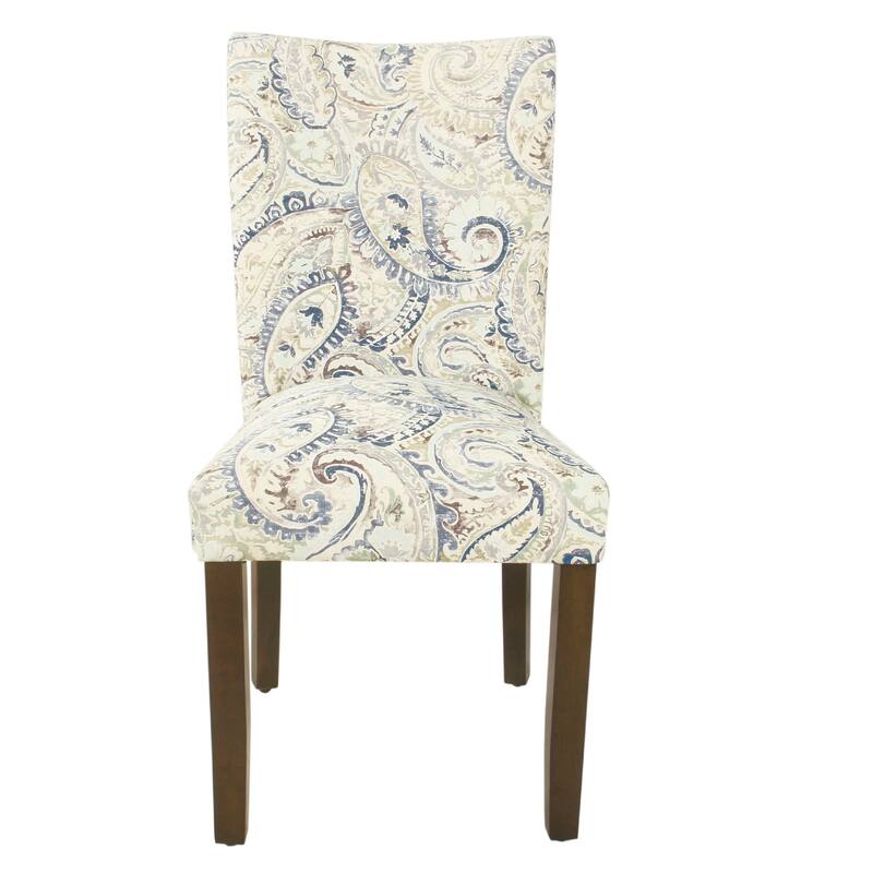 Parsons Dining Chair Set of 2, Cream Blue Velvet Paisley Print