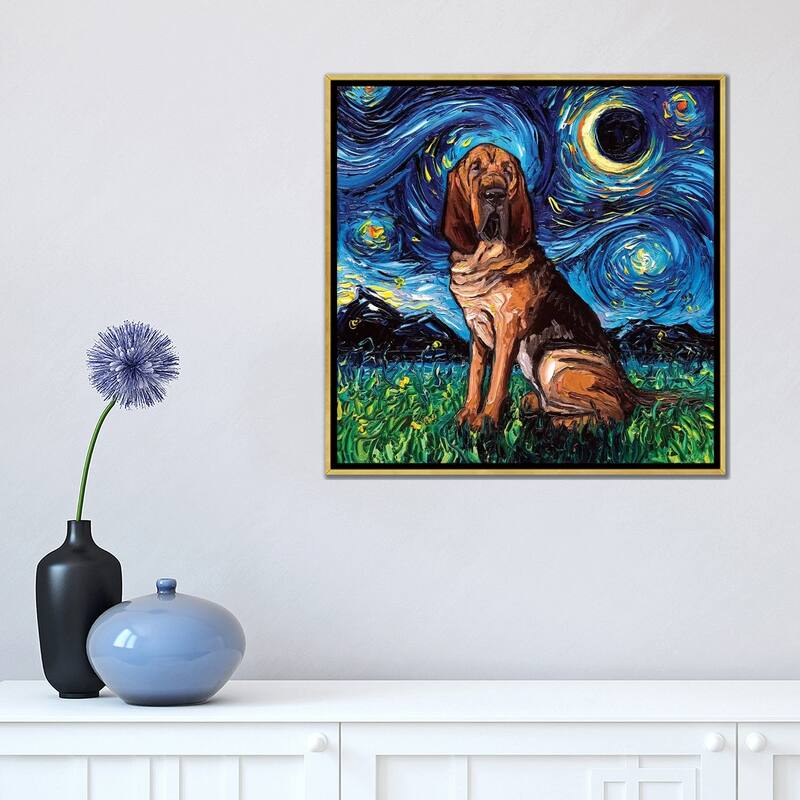 iCanvas "Bloodhound Night" by Aja Trier Framed Canvas Print