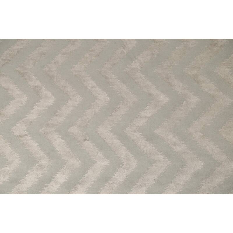 Chevron Style Nepalese Modern Area Rug Hand-Knotted Wool Carpet - 5'11" x 8'9"