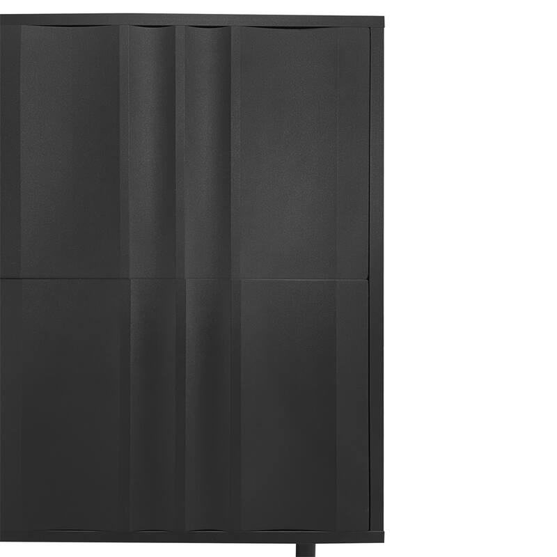 Wave Pattern Storage Cabinet with 2 Doors and 2 Drawers,Adjustable
