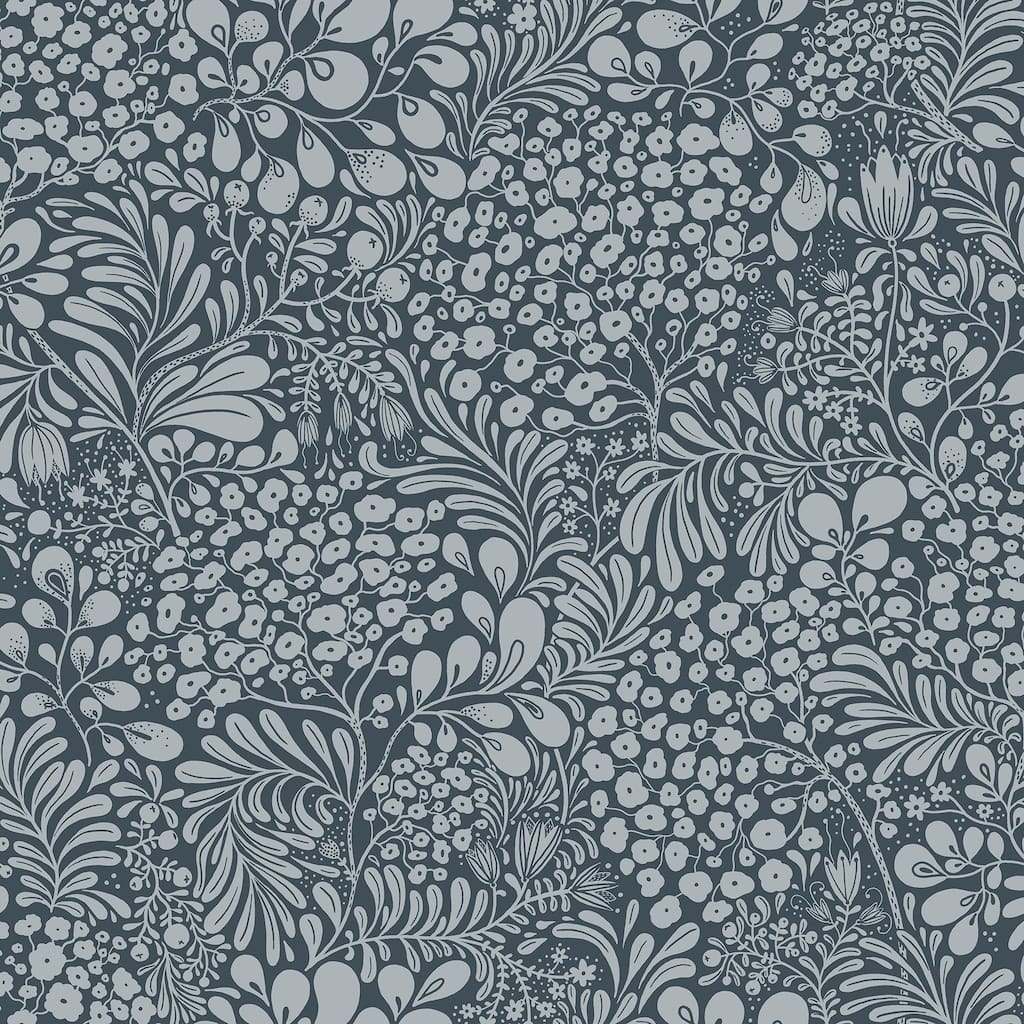A-Street Prints Siv Dark Blue Botanical Wallpaper