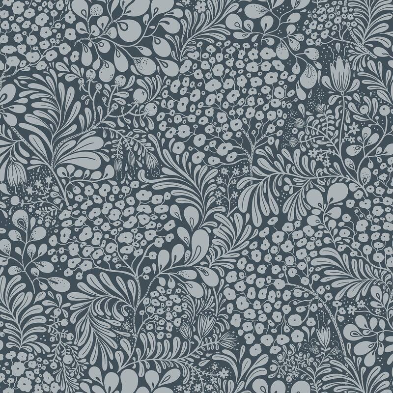 A-Street Prints Siv Dark Blue Botanical Wallpaper