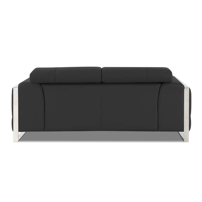 Top Grain Italian Leather Loveseat - Dark Grey