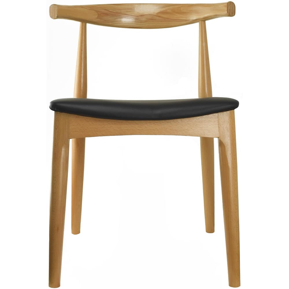 Walnut Dark Wood PU Leather or Beige Fabric Cushion Seat Dining Chairs Desk Side for Living Room Bedroom Kitchen Accent