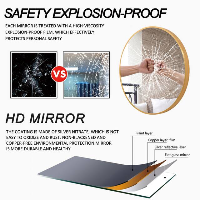 Neutypechic Modern Thin Frame Wall-Mounted Vanity Round Mirror