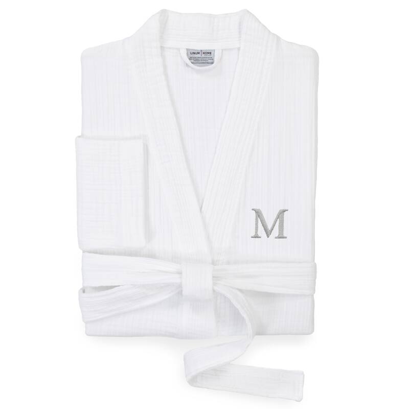 Authentic Hotel and Spa White 100% Turkish Cotton Smyrna Monogrammed Luxury Robe - L/XL - M