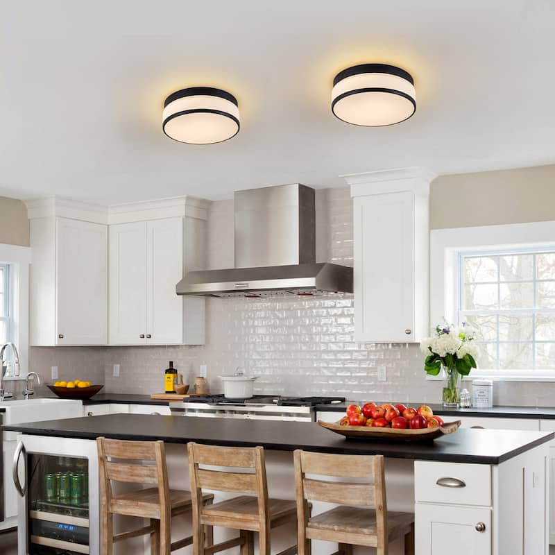 Selectable LED Flush Mount Ceiling Light with Frosted Glass