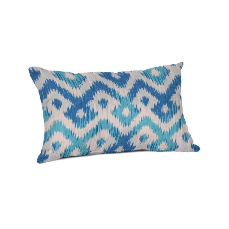 Casual Cushion Ikat 1-Piece Indoor/Outdoor Square Throw Pillow, 18"W x 18"L - 19"W x 12"L - Nixie Neptune