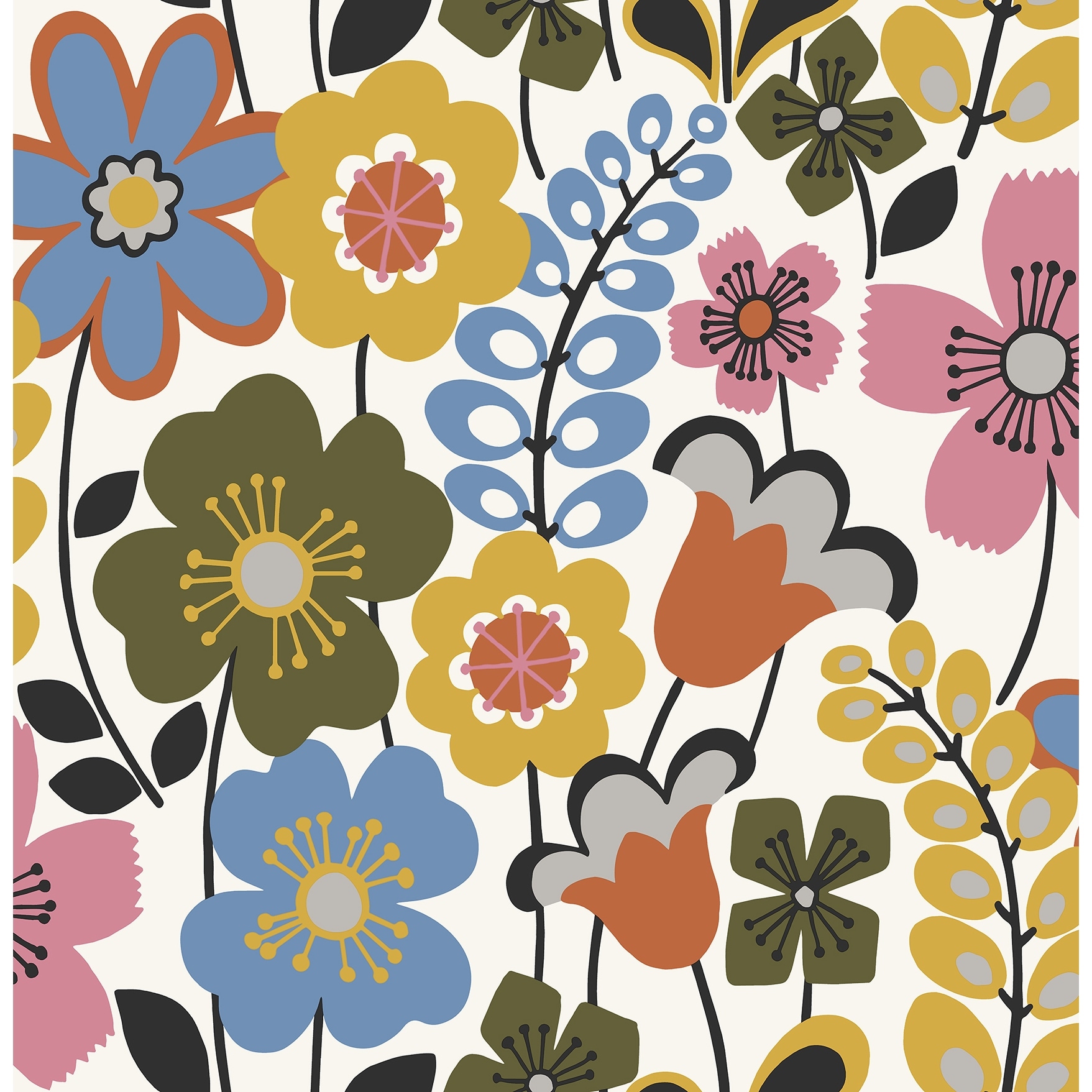 A-Street Prints Piper Multicolor Floral Wallpaper