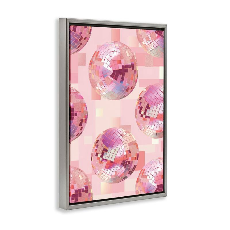 Stupell Feminine Pink Disco Balls Framed Floater Canvas Wall Art Design By LSR Design Studio